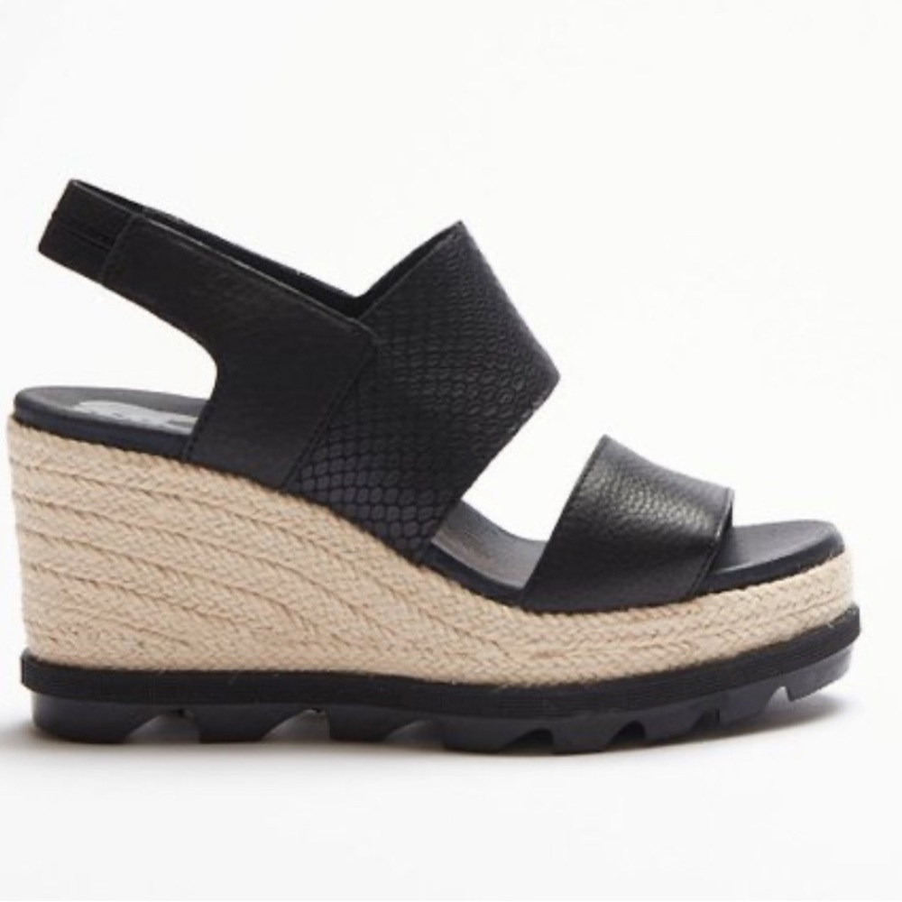 Sorel Black Wedge Sandals